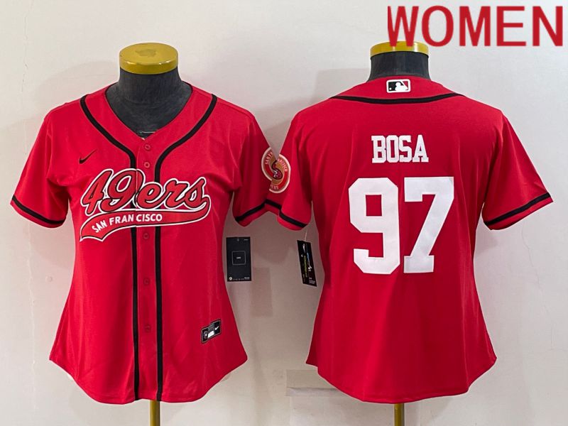 Women San Francisco 49ers #97 Bosa Red 2022 Nike Co branded NFL Jerseys->women nfl jersey->Women Jersey
